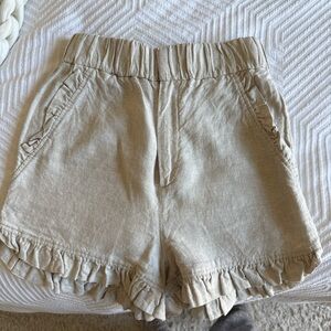 & Other Stories Beige Ruffle Hem High Waist Shorts
